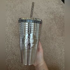 NWT Silver Starbucks cold beverage tumbler